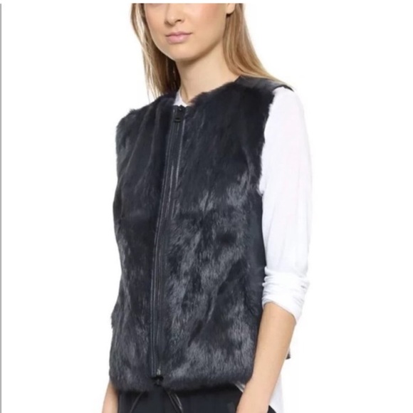 Vince Genuine Quilted Leather and Rabbit Fur Vest - Picture 3 of 6